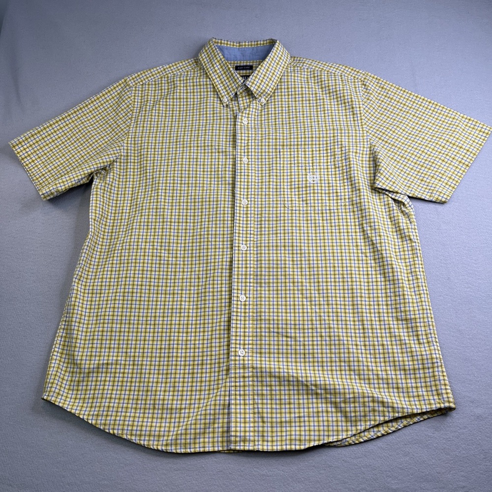 Chaps Easy Care Men's XL Yellow SS Button Shirt Cotton Blend Preppy Casual